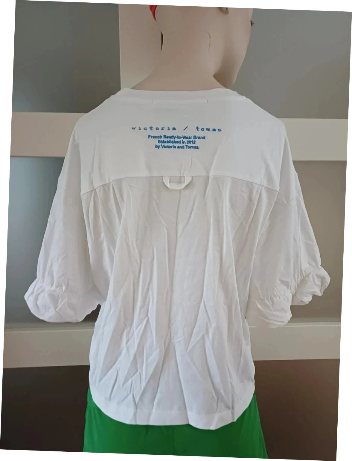 Camiseta oversized branca Victoria/Tomas de designer - Tamanho 38 (M) - Detalhes franzidos – photo 4